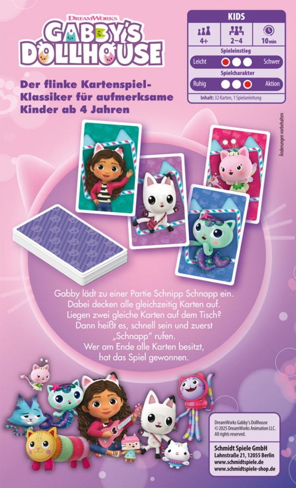 Schmidt Spiele Reisespiel Zuordnungsspiel Gabby's Dollhouse Schnipp Schnapp 51610