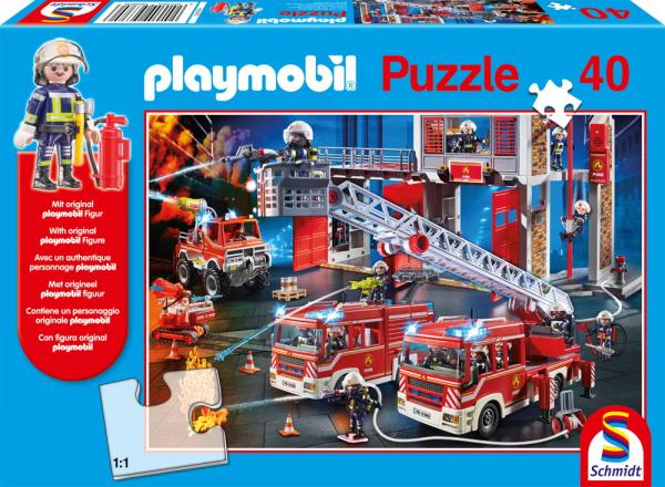 40 Teile Schmidt Spiele Kinder Puzzle Playmobil Feuerwehr mit Figur 56380