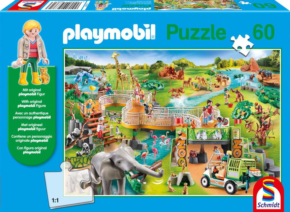 60 Teile Schmidt Spiele Kinder Puzzle Playmobil Zoo mit Figur 56381