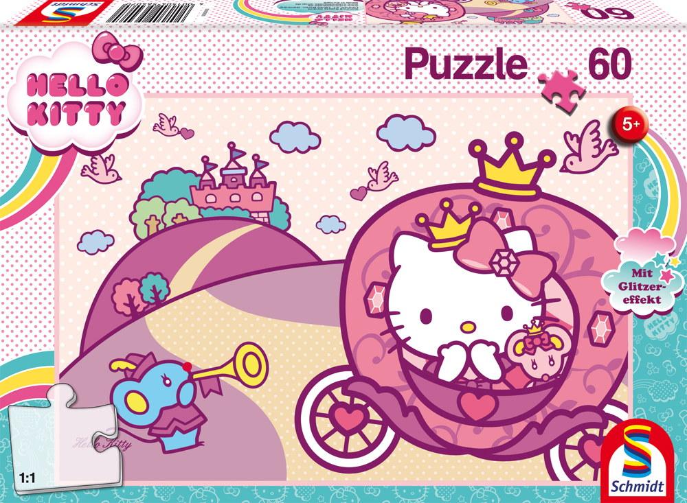 60 Teile Schmidt Spiele Kinder Puzzle Glitzer Hello Kitty Prinzessin Kitty 56407
