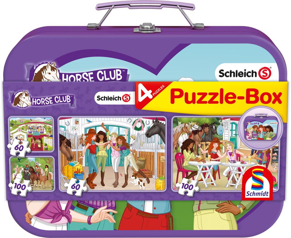 2 x 60 + 2 x 100 Teile Schmidt Spiele Kinder Puzzle Schleich Puzzle-Box im Metallkoffer 56515