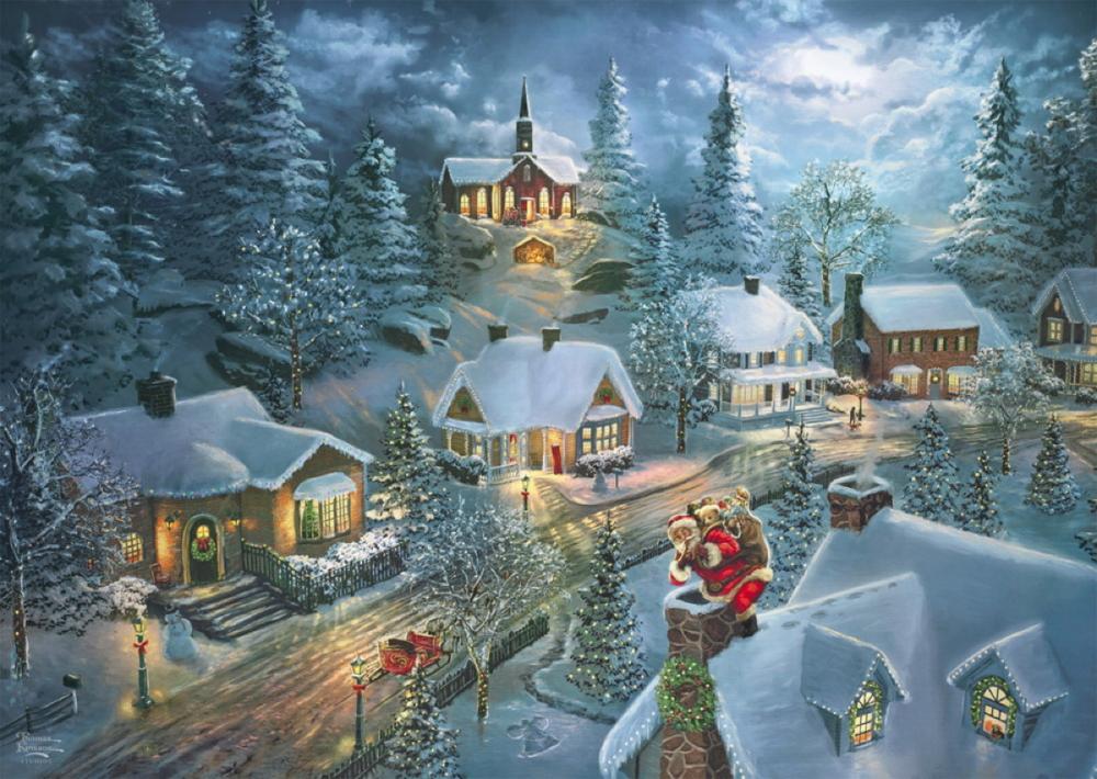 1000 Teile Schmidt Spiele Puzzle Thomas Kinkade Santas Silent Night 57529