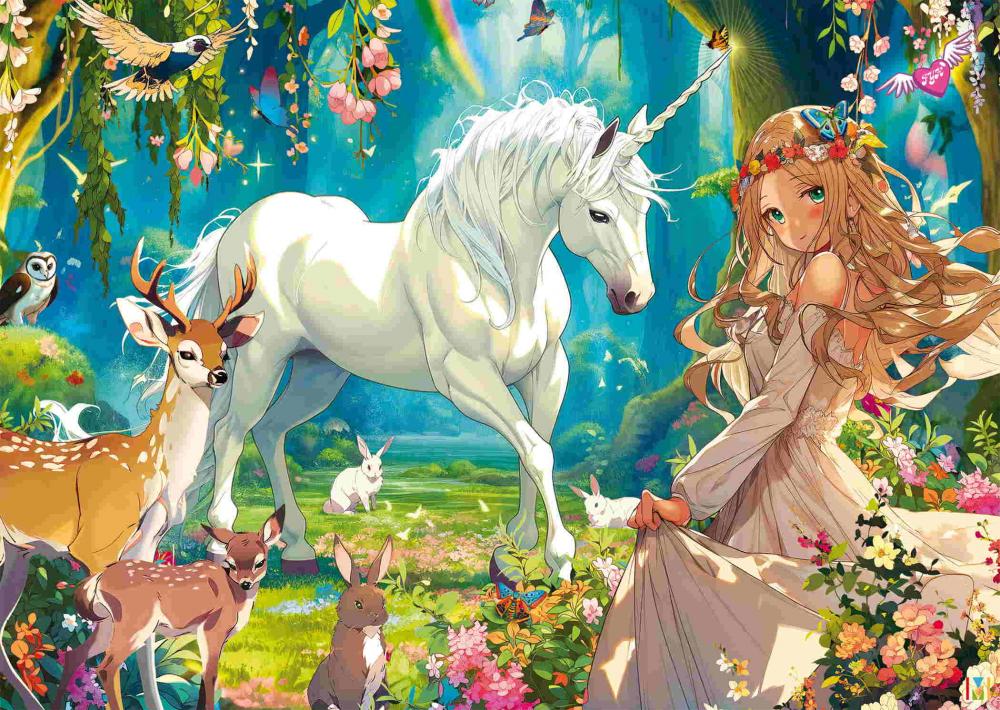 1000 Teile Schmidt Spiele Puzzle Einhorn und Blütenprinzessin 58059