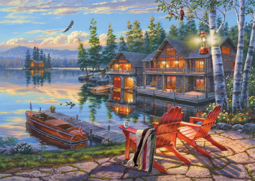 1000 Teile Schmidt Spiele Puzzle Darrel Bush Seeufer am Loon Lake New York 58530