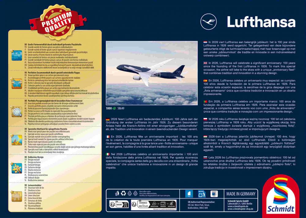 1000 Teile Schmidt Spiele Puzzle 100 Jahre Lufthansa 58649