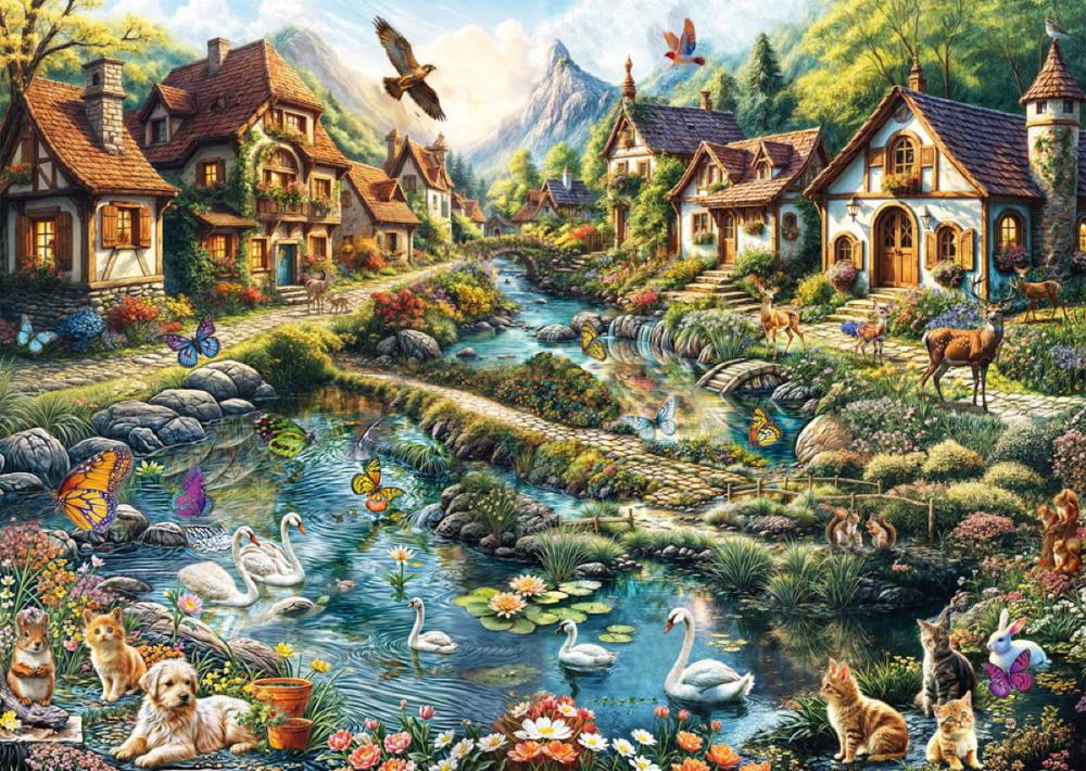 1000 Teile Schmidt Spiele Puzzle Dörfchen am Waldesrand 58874
