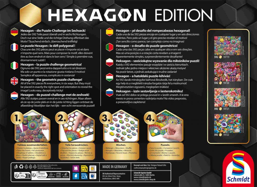 592 Teile Schmidt Spiele Puzzle Hexagon Edition Mandala-Steine 59719