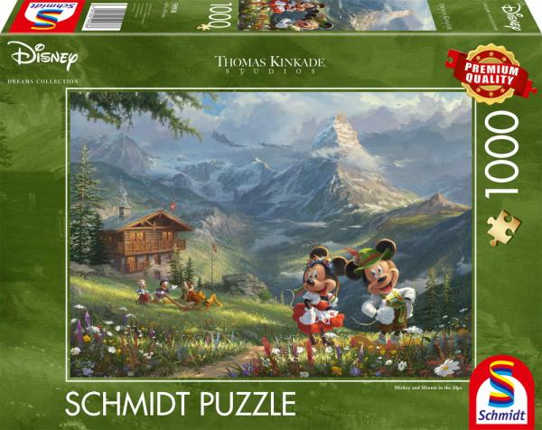 1000 Teile Schmidt Spiele Puzzle Thomas Kinkade Disney Mickey & Minnie in den Alpen 59938