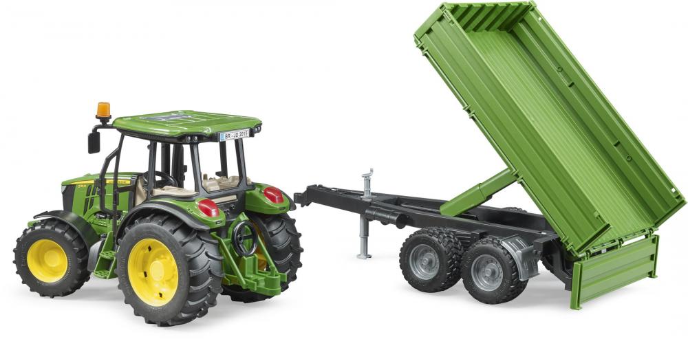 Bruder Spielfahrzeug Landwirtschaft Traktor John Deere 5115M + Bordwandanhänger 02108