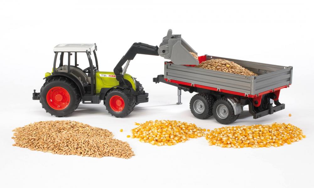 Bruder Spielfahrzeug Traktor Claas Nectis 267 F mit Frontlader + Bordwandanhänger 02112