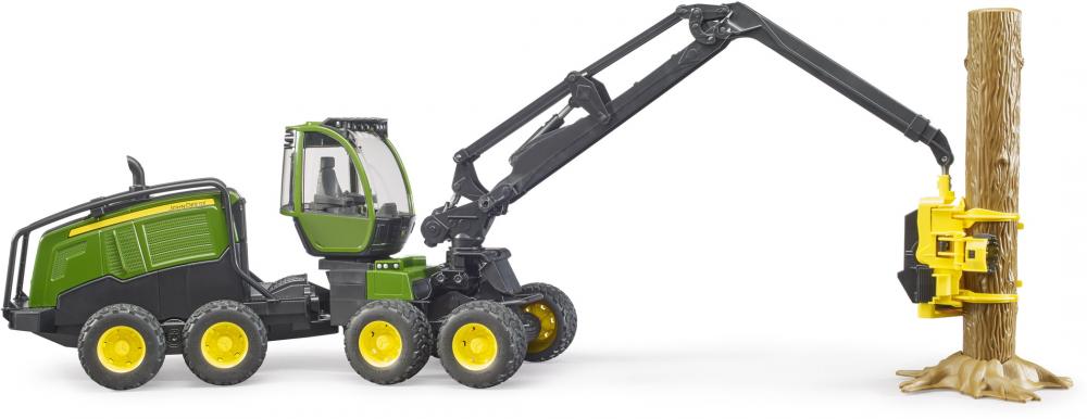 Bruder Spielfahrzeug Forstwirtschaft Holztransport John Deere 1270G Harvester mit 1 Baumstamm 02135