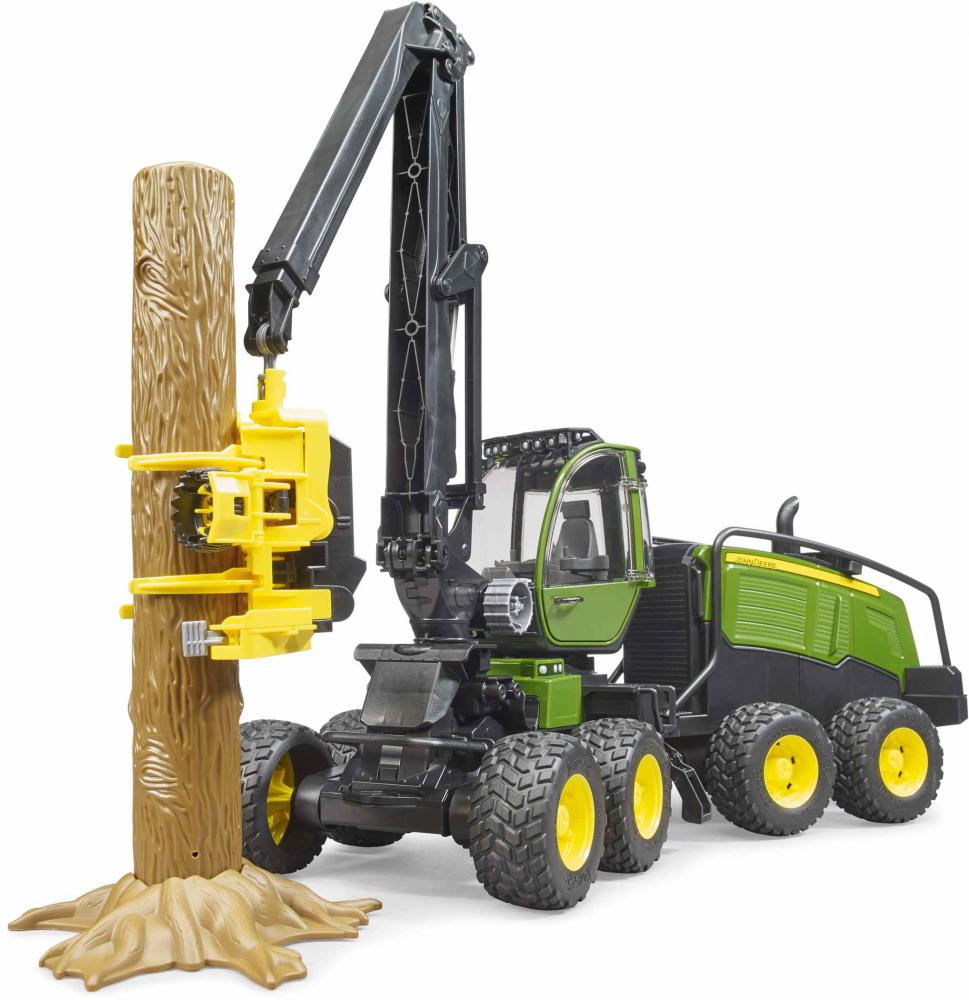 Bruder Spielfahrzeug Forstwirtschaft Holztransport John Deere 1270G Harvester mit 1 Baumstamm 02135