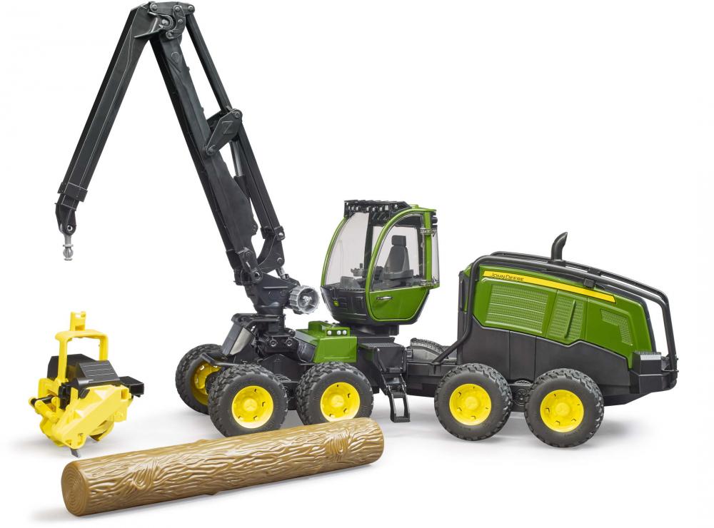 Bruder Spielfahrzeug Forstwirtschaft Holztransport John Deere 1270G Harvester mit 1 Baumstamm 02135
