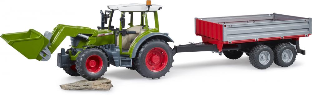 Bruder Spielfahrzeug Landwirtschaft Traktor Fendt Vario 211 mit Frontlader + Bordwandanhänger 02182
