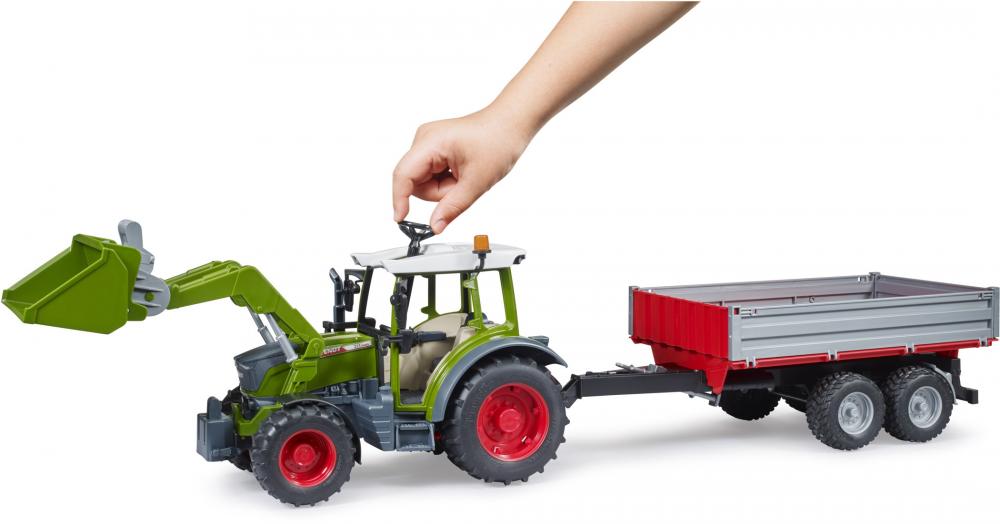 Bruder Spielfahrzeug Landwirtschaft Traktor Fendt Vario 211 mit Frontlader + Bordwandanhänger 02182
