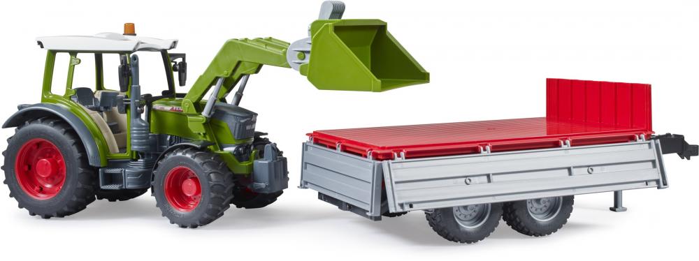 Bruder Spielfahrzeug Landwirtschaft Traktor Fendt Vario 211 mit Frontlader + Bordwandanhänger 02182