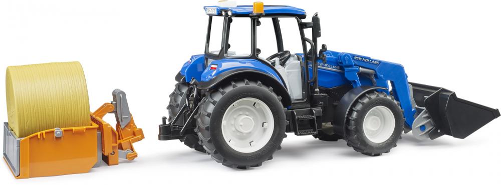 Bruder Spielfahrzeug Traktor New Holland T5.120 mit Frontlader, Ladekasten und Gabeln 02187