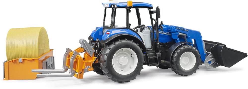 Bruder Spielfahrzeug Traktor New Holland T5.120 mit Frontlader, Ladekasten und Gabeln 02187