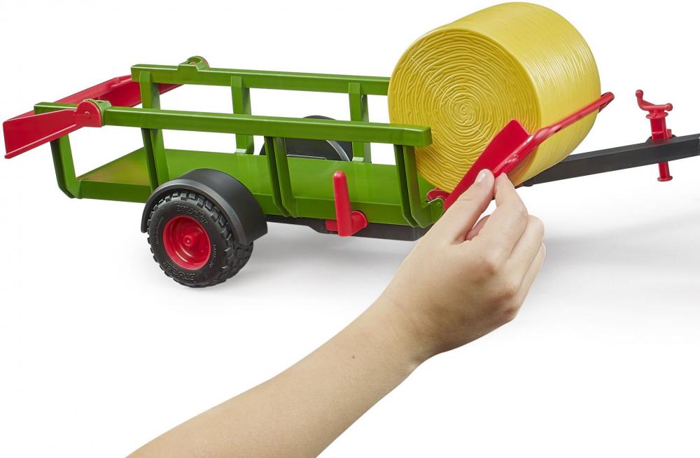Bruder Spielfahrzeug Landwirtschaft Anhänger Rundballensammler mit 3 Rundballen 02204