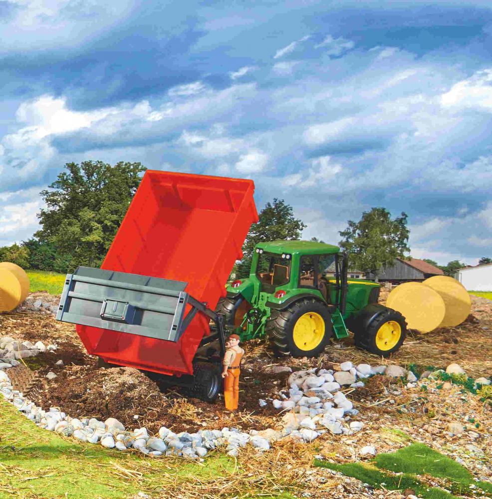 Bruder Spielfahrzeug Landwirtschaft Anhänger Wannenkippanhänger mit Automatikrückwand (rot) 02211