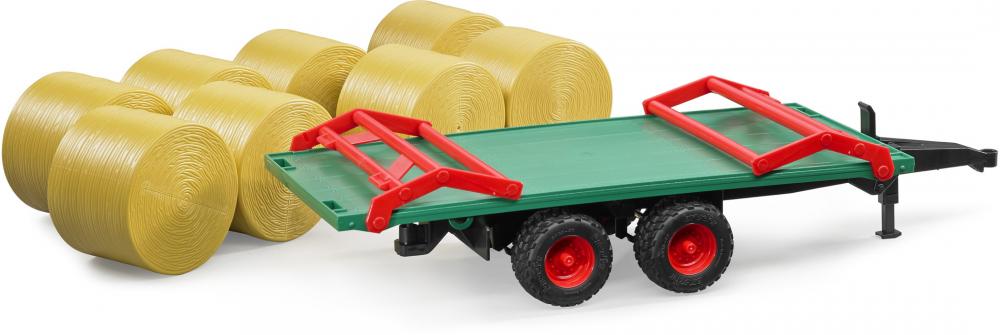 Bruder Spielfahrzeug Landwirtschaft Anhänger Ballentransportanhänger mit 8 Rundballen 02220
