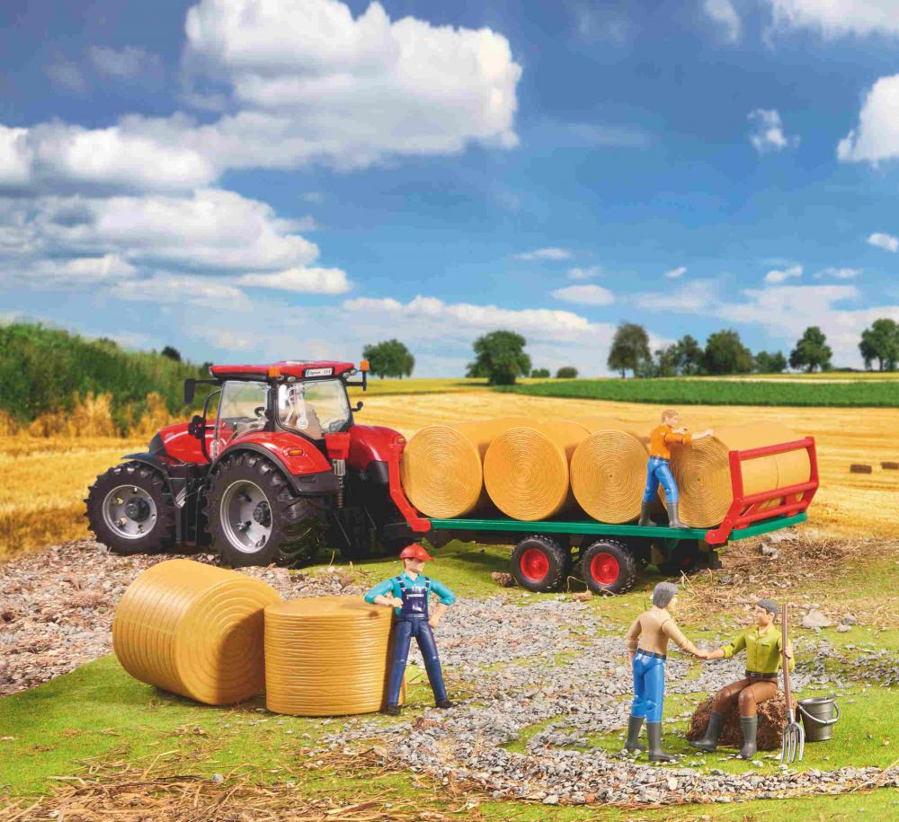 Bruder Spielfahrzeug Landwirtschaft Anhänger Ballentransportanhänger mit 8 Rundballen 02220