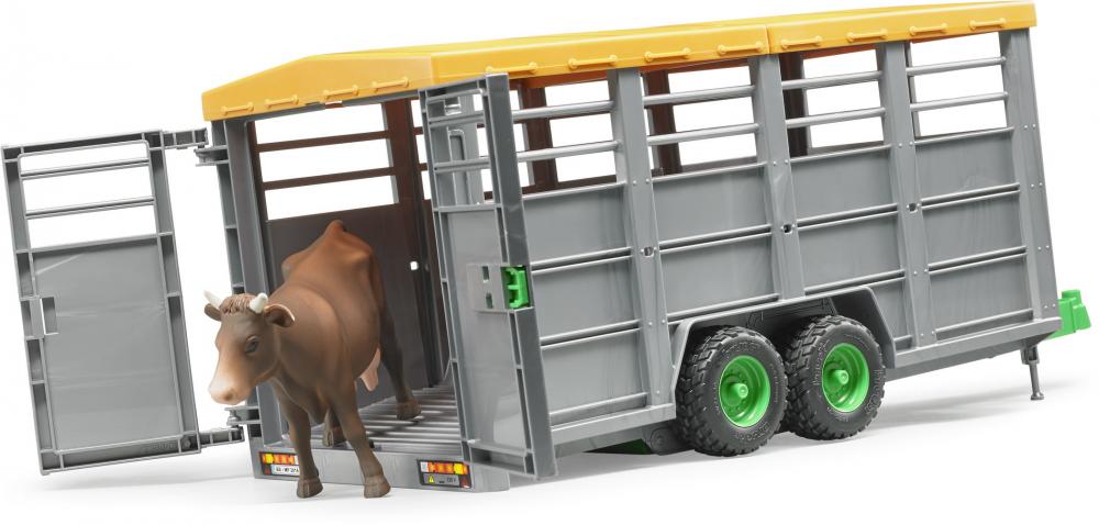 Bruder Spielfahrzeug Landwirtschaft Anhänger Viehtransportanhänger mit 1 Rind 02227