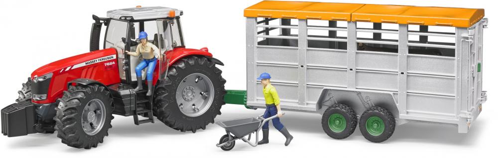 Bruder Spielfahrzeug Landwirtschaft Anhänger Viehtransportanhänger mit 1 Rind 02227