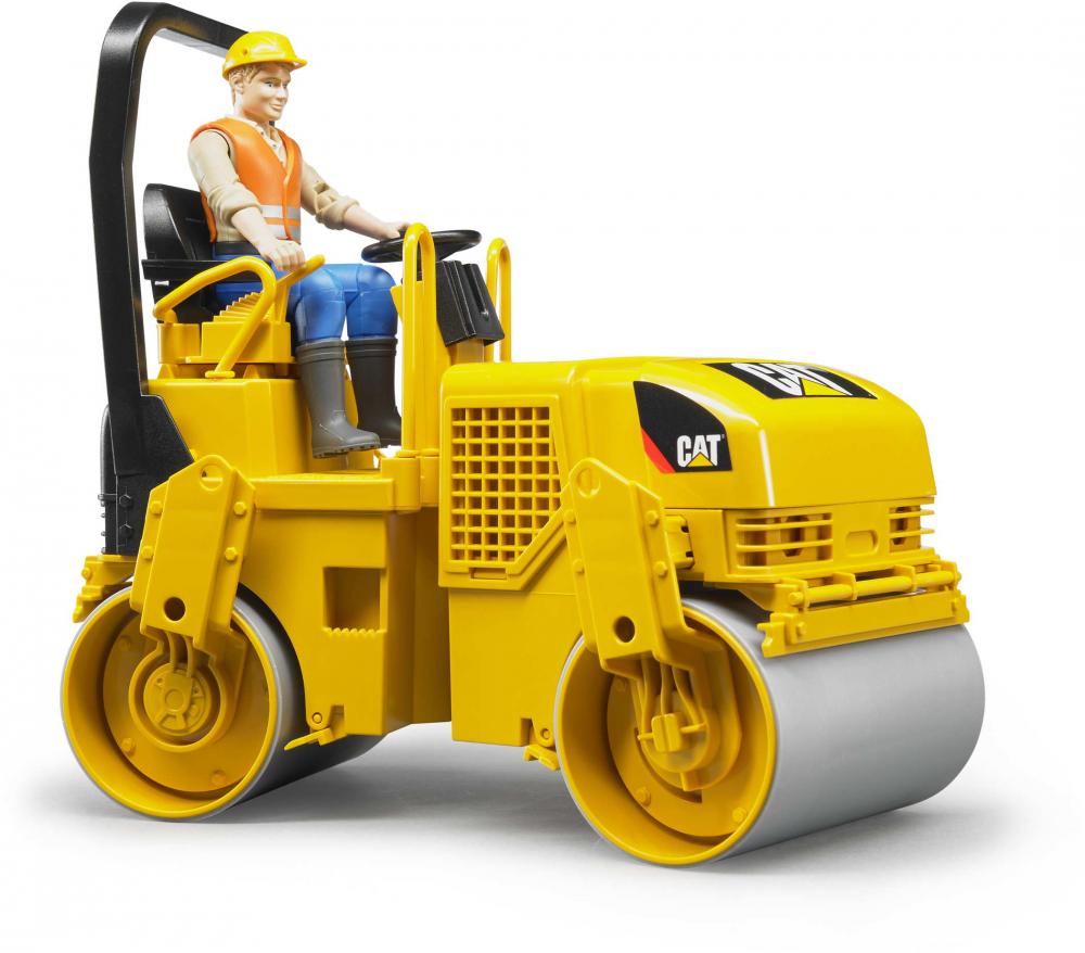 Bruder Spielfahrzeug Baustelle Walze Cat Tandem-Vibrationswalze 02433