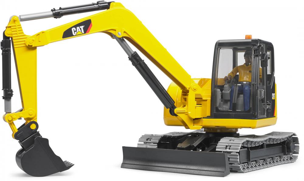 Bruder Spielfahrzeug Baustelle Bagger Cat Minibagger mit Bauarbeiter 02466