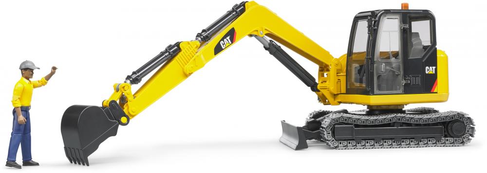 Bruder Spielfahrzeug Baustelle Bagger Cat Minibagger mit Bauarbeiter 02466