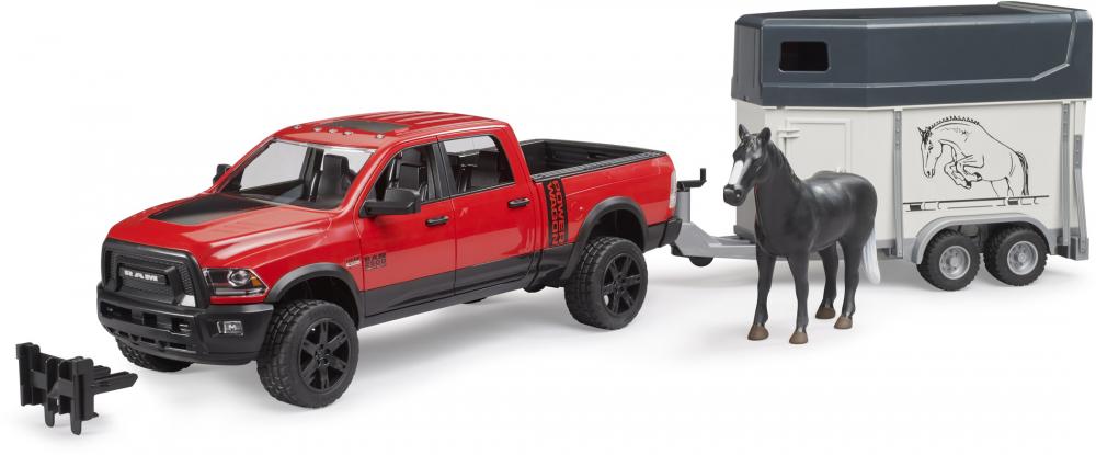 Bruder Spielfahrzeug Freizeit Offroad RAM 2500 Power Wagon + Pferdeanhänger mit 1 Pferd 02501