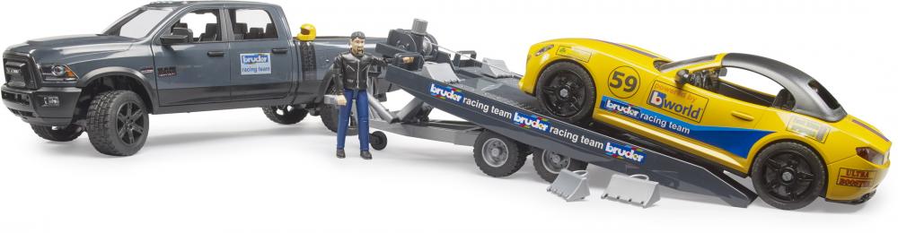 Bruder Spielfahrzeug Freizeit PKW RAM 2500 Power Wagon + BRUDER Roadster Racing Team 02504