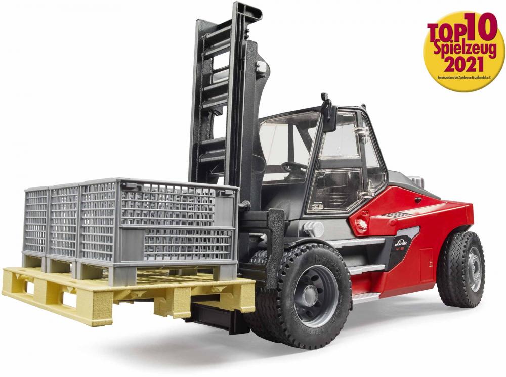Bruder Spielfahrzeug Nutzfahrzeug Logistik Linde HT160D Stapler mit Palette und 3 Gitterboxen 02513