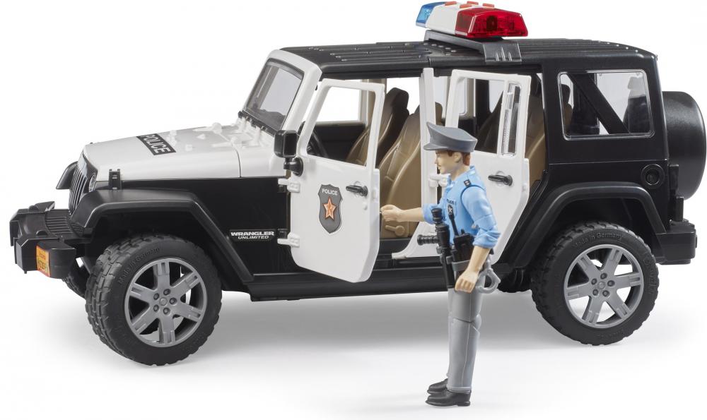 Bruder Spielfahrzeug Polizei Jeep Wrangler RubiconUnlimited Polizei + L+S-Modul + Polizist 02526