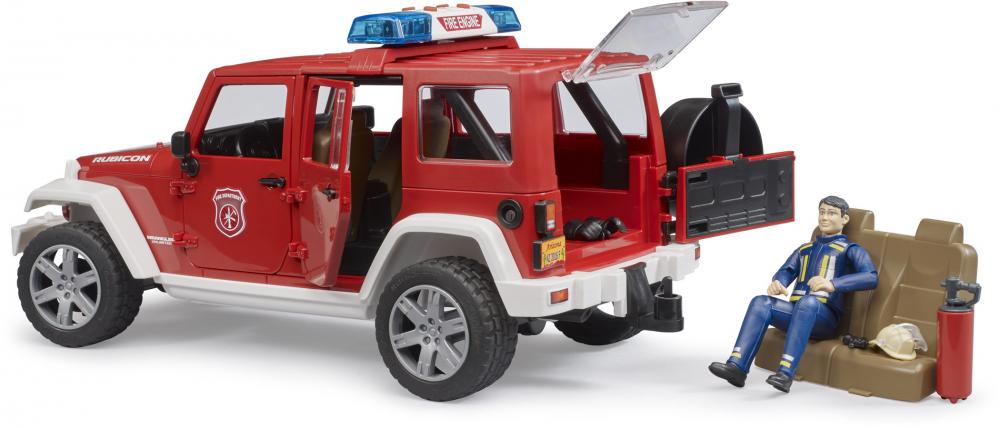 Bruder Spielfahrzeug Polizei Jeep Wrangler RubiconUnlimited Feuerwehr-Einsatzfzg + Figur 02528