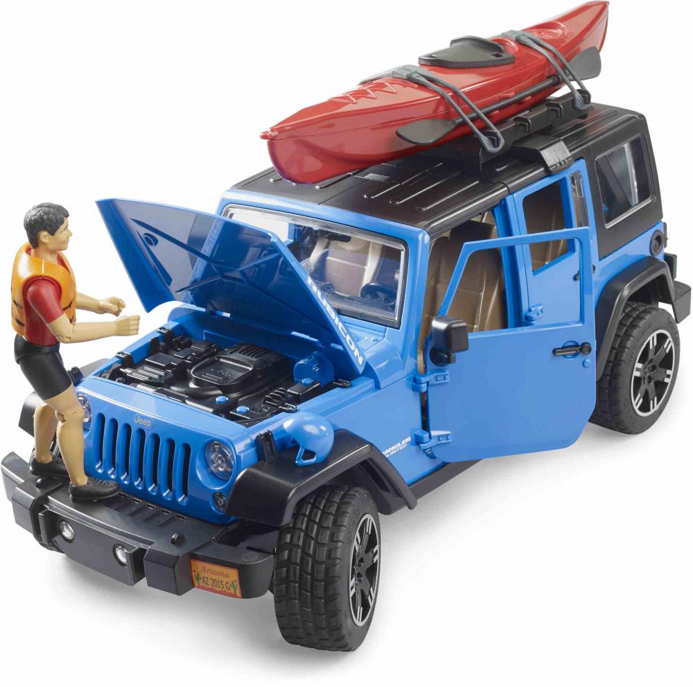 Bruder Spielfahrzeug Einsatzfahrzeuge Jeep Wrangler Rubicon Unlimited mit Kajak und Figur 02529