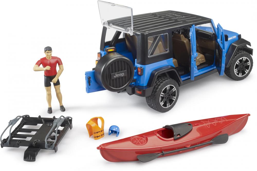 Bruder Spielfahrzeug Einsatzfahrzeuge Jeep Wrangler Rubicon Unlimited mit Kajak und Figur 02529