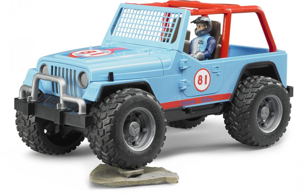 Bruder Spielfahrzeug Freizeit Offroad Jeep Cross Country Racer blau mit Rennfahrer 02541