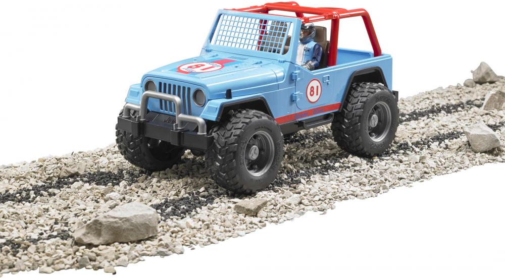Bruder Spielfahrzeug Freizeit Offroad Jeep Cross Country Racer blau mit Rennfahrer 02541