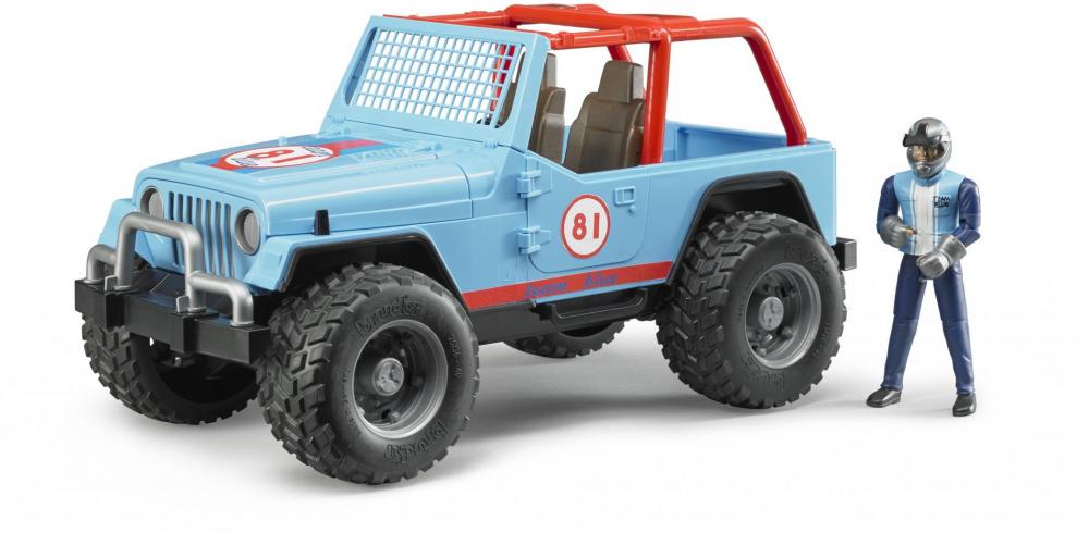 Bruder Spielfahrzeug Freizeit Offroad Jeep Cross Country Racer blau mit Rennfahrer 02541