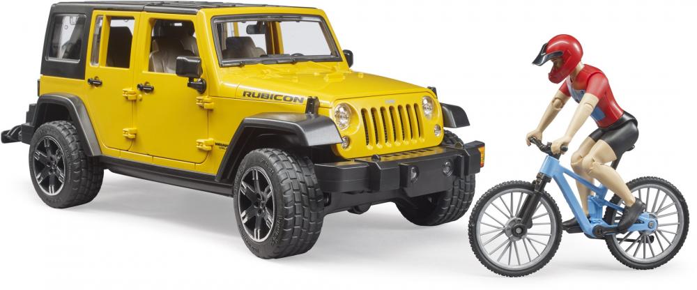 Bruder Spielfahrzeug Offroad JeepWrangler RubiconUnlimited, 1 Mountainbike und Radfahrer 02543