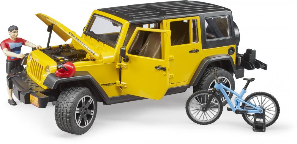 Bruder Spielfahrzeug Offroad JeepWrangler RubiconUnlimited, 1 Mountainbike und Radfahrer 02543