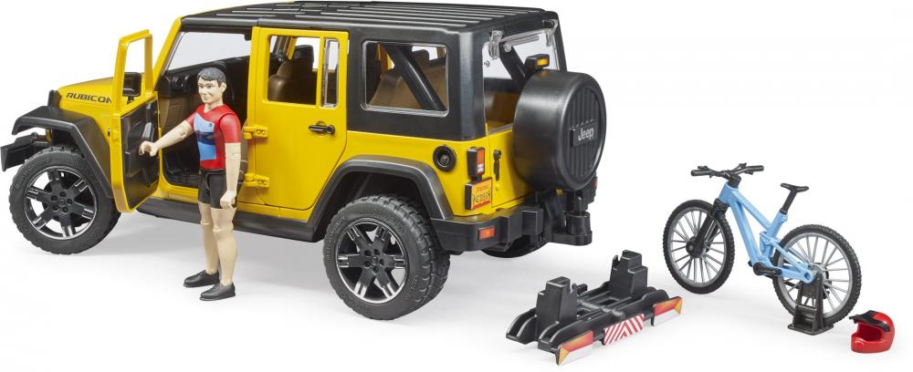 Bruder Spielfahrzeug Offroad JeepWrangler RubiconUnlimited, 1 Mountainbike und Radfahrer 02543