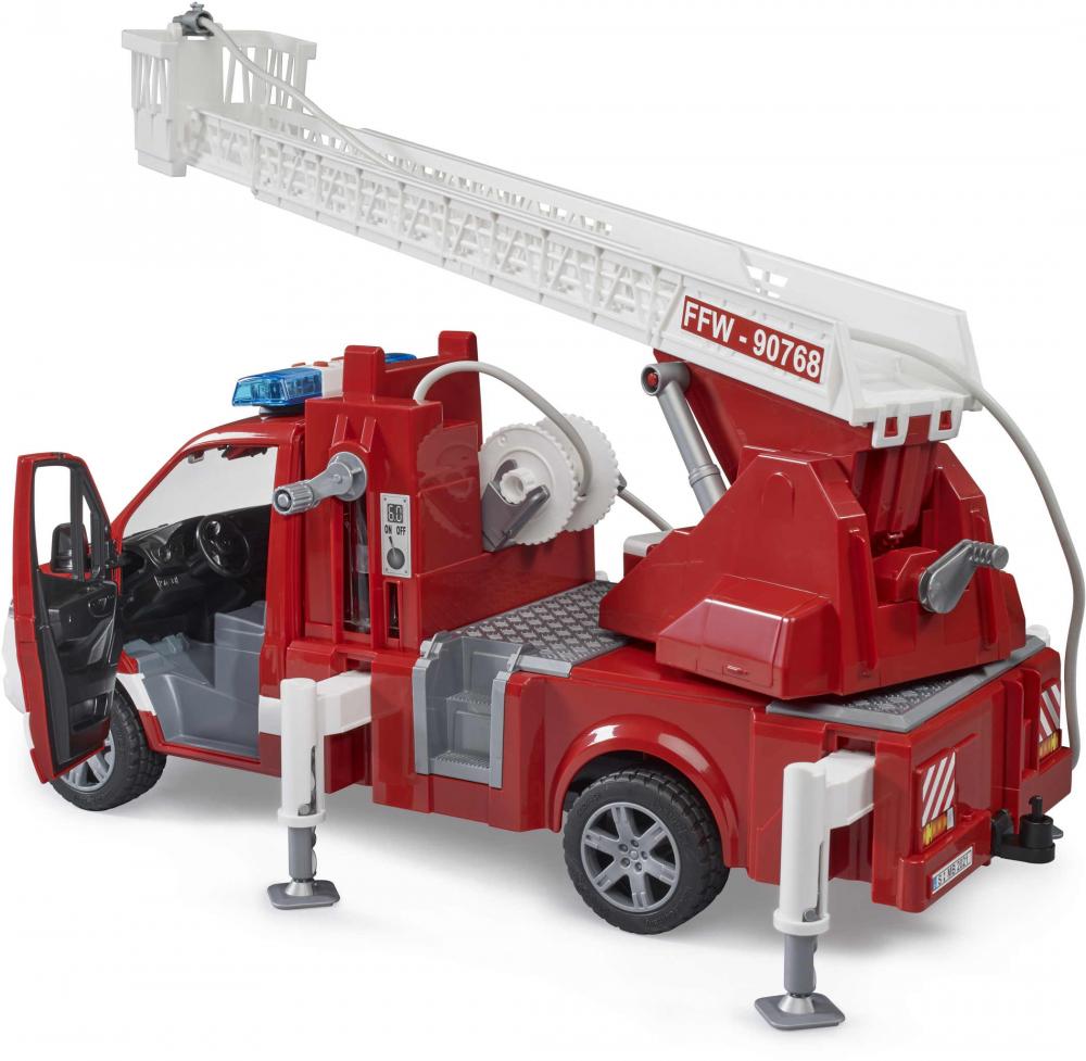 Bruder Spielfahrzeug Feuerwehr MB Sprinter Feuerwehr Drehleiter, Pumpe und L+S Modul 02673