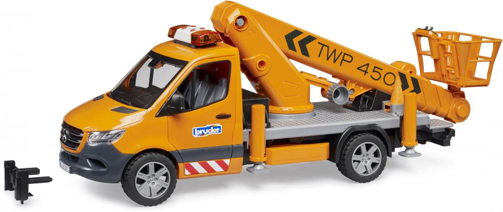 Bruder Spielfahrzeug Service-Fahrzeuge MB Sprinter Arbeitsbühne mit Light + Sound Modul 02679
