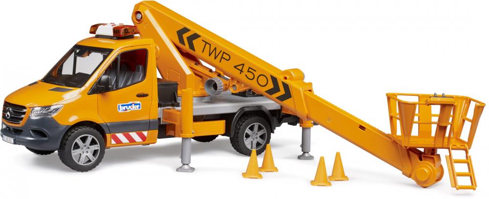Bruder Spielfahrzeug Service-Fahrzeuge MB Sprinter Arbeitsbühne mit Light + Sound Modul 02679