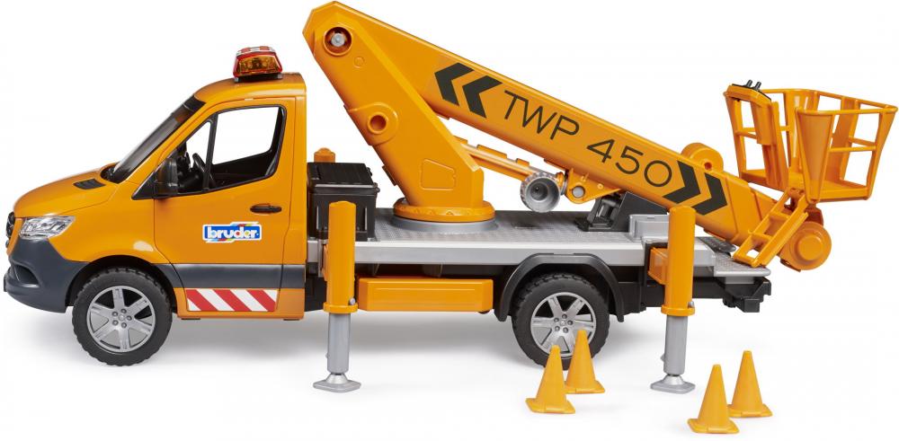 Bruder Spielfahrzeug Service-Fahrzeuge MB Sprinter Arbeitsbühne mit Light + Sound Modul 02679