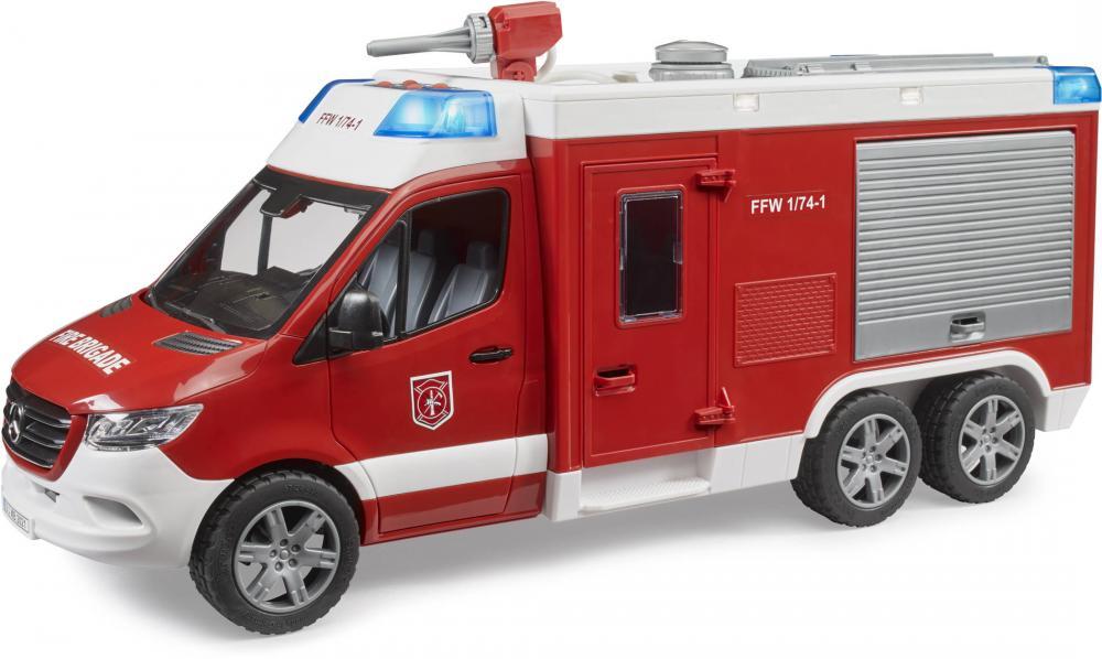 Bruder Spielfahrzeug Feuerwehr MB Sprinter Feuerwehrrüstwagen mit Light + Sound Modul 02680