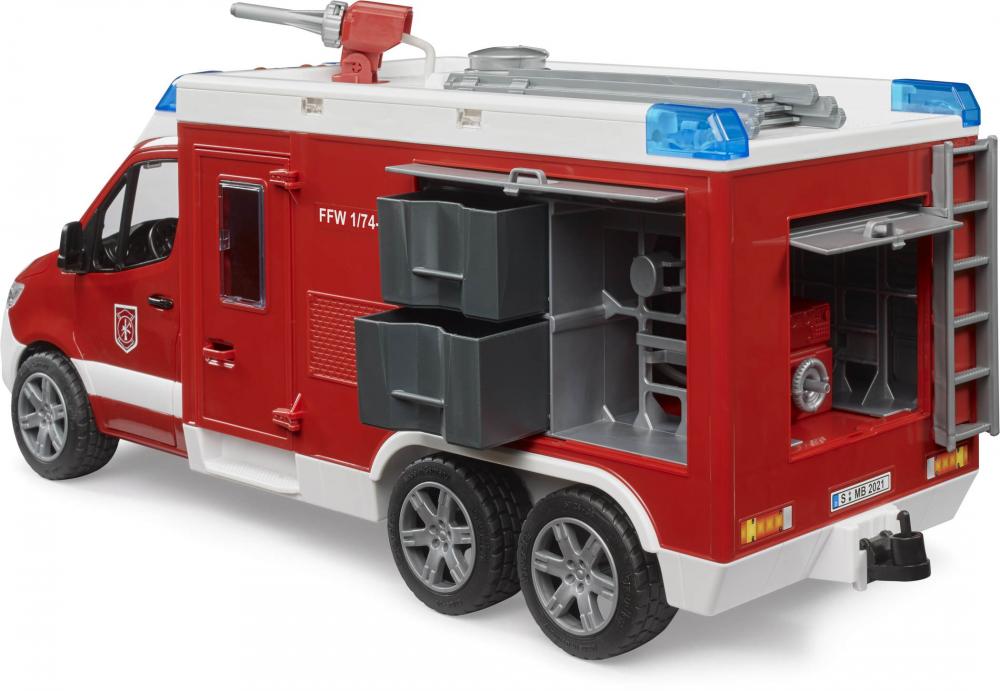 Bruder Spielfahrzeug Feuerwehr MB Sprinter Feuerwehrrüstwagen mit Light + Sound Modul 02680